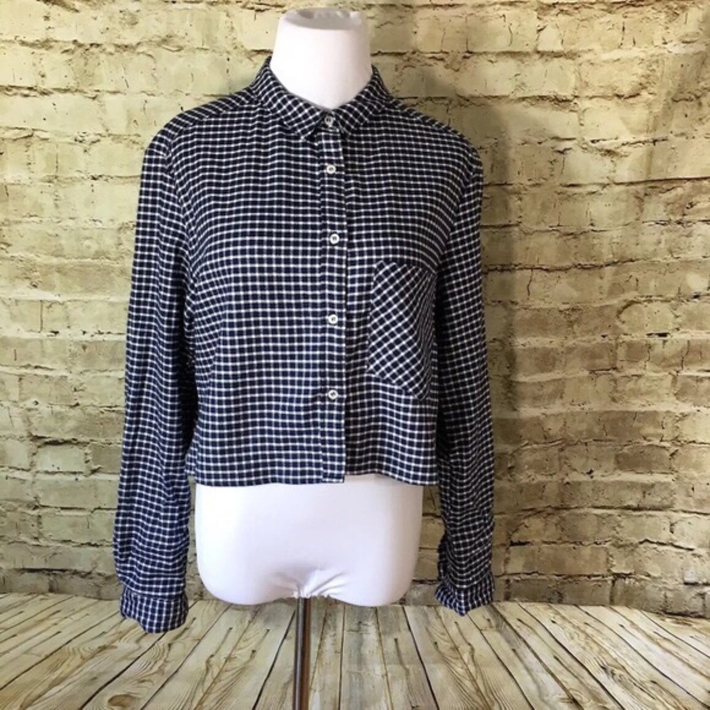 American Apparel Cropped Check Button-Up